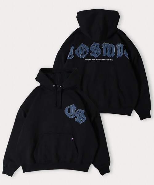 ★胴上げパーカー セール】Denim applique embroidery pullover hoodie / デニム