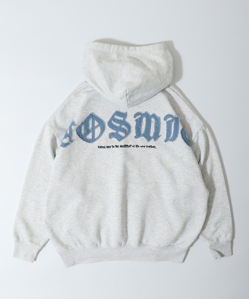 RE730(アールイーセブンサーティー)の「Denim applique embroidery pullover hoodie / デニムアップリケ刺繍プルオーバーパーカー/フーディー unisex(パーカー・メンズ・ブラック/ライトグレー・L/M)」の15枚目の写真