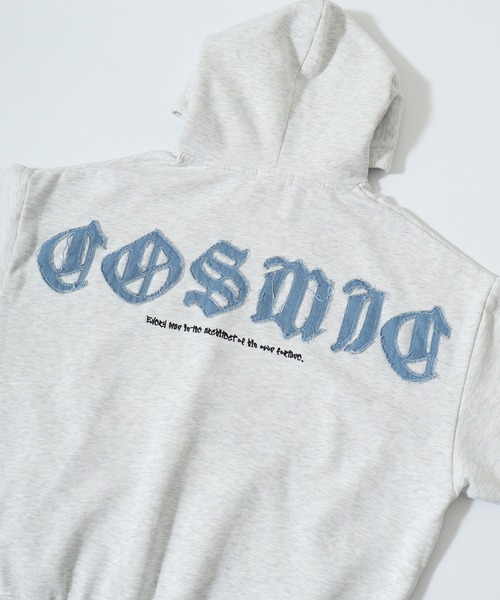 RE730(アールイーセブンサーティー)の「Denim applique embroidery pullover hoodie / デニムアップリケ刺繍プルオーバーパーカー/フーディー unisex(パーカー・メンズ・ブラック/ライトグレー・L/M)」の16枚目の写真