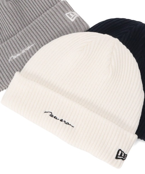 NEW ERA(ニューエラ)の「ニューエラ リブカフニット帽 HANDWRITTEN ONSPOTZ別注(ニットキャップ/ビーニー・メンズ・ブラック/グレー/ホワイト/ベージュ/ネイビー/グレー系その他/ホワイト系その他/グリーン・FREE)」の3枚目の写真