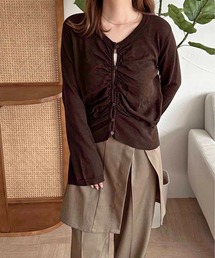 apres jour clair | 【apres jour clair】ギャザーニットカーディガン【ZOZOTOWN限定アイテム】(カーディガン/ボレロ)