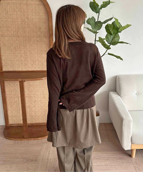 apres jour clair（アプレジュールクレア）の「【apres jour clair】ギャザーニットカーディガン【ZOZOTOWN限定アイテム】（カーディガン/ボレロ・レディース・アイボリー/ブラウン系その他/ボルドー・X-LARGE/フリー）」の12枚目の写真