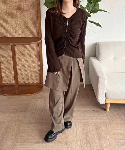 apres jour clair（アプレジュールクレア）の「【apres jour clair】ギャザーニットカーディガン【ZOZOTOWN限定アイテム】（カーディガン/ボレロ・レディース・アイボリー/ブラウン系その他/ボルドー・X-LARGE/フリー）」の13枚目の写真