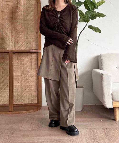 apres jour clair（アプレジュールクレア）の「【apres jour clair】ギャザーニットカーディガン【ZOZOTOWN限定アイテム】（カーディガン/ボレロ・レディース・アイボリー/ブラウン系その他/ボルドー・X-LARGE/フリー）」の14枚目の写真