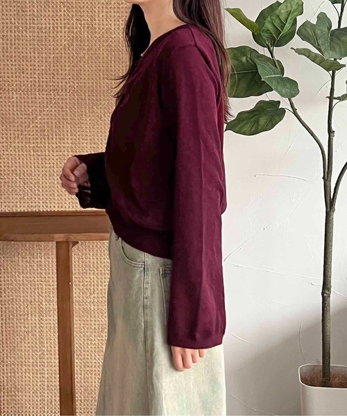 apres jour clair（アプレジュールクレア）の「【apres jour clair】ギャザーニットカーディガン【ZOZOTOWN限定アイテム】（カーディガン/ボレロ・レディース・アイボリー/ブラウン系その他/ボルドー・X-LARGE/フリー）」の16枚目の写真