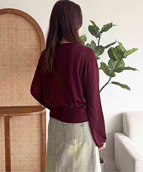 apres jour clair（アプレジュールクレア）の「【apres jour clair】ギャザーニットカーディガン【ZOZOTOWN限定アイテム】（カーディガン/ボレロ・レディース・アイボリー/ブラウン系その他/ボルドー・X-LARGE/フリー）」の17枚目の写真