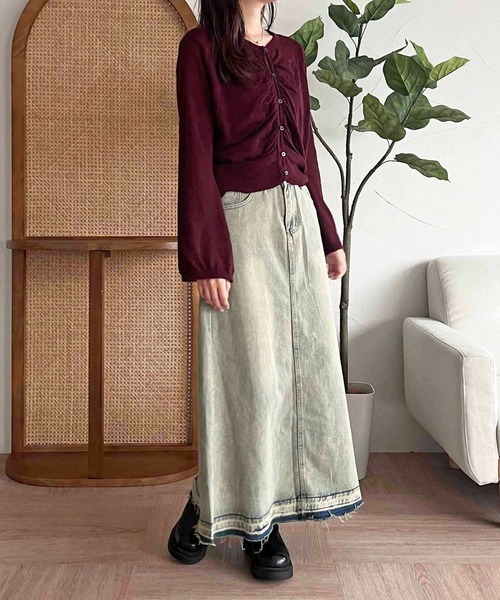 apres jour clair（アプレジュールクレア）の「【apres jour clair】ギャザーニットカーディガン【ZOZOTOWN限定アイテム】（カーディガン/ボレロ・レディース・アイボリー/ブラウン系その他/ボルドー・X-LARGE/フリー）」の18枚目の写真