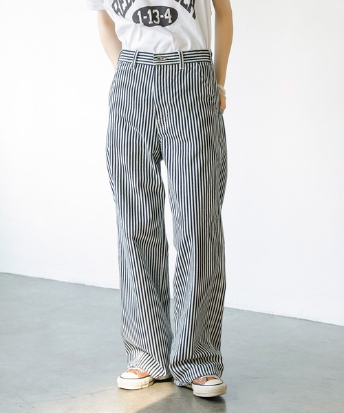 A15871 POST O'ALLS ダブルニー ヒッコリー ワークパンツ M SUGAR CANE シュガーケーン ヒッコリーストライプ ワークパンツ