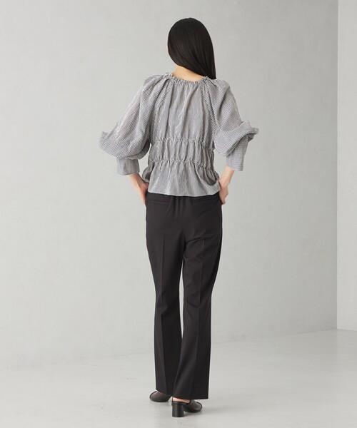 EMMEL REFINES（エメルリファインズ）の「＜EMMEL REFINES＞EM ストライプ ギャザー ブラウス（シャツ/ブラウス・レディース・ネイビー/ライトブルー・FREE）」の9枚目の写真