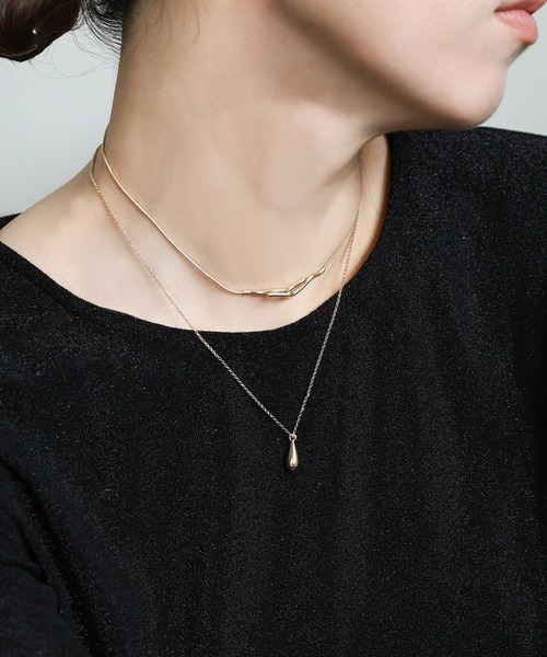 select MOCA（セレクトモカ）の「ドロップフック2セットネックレス（ネックレス・レディース・シルバー/ゴールド・FREE）」の2枚目の写真