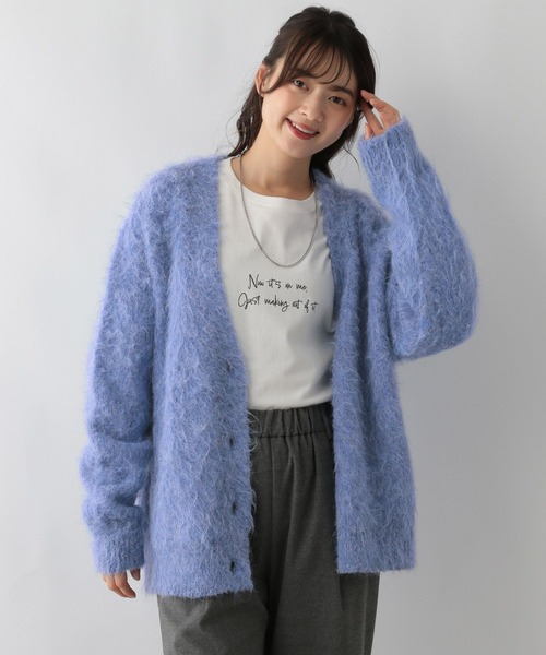 GLOBAL WORK Smile Seed Store（グローバルワーク スマイルシードストア）の「ふわもちシャギーカーディガン/116045（カーディガン/ボレロ・レディース・ブルー/ベージュ/チャコール・MEDIUM/LARGE/X-LARGE/SMALL）」の3枚目の写真