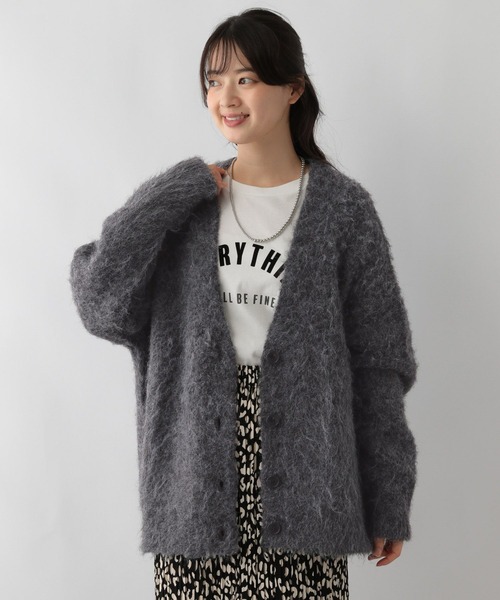 GLOBAL WORK Smile Seed Store（グローバルワーク スマイルシードストア）の「ふわもちシャギーカーディガン/116045（カーディガン/ボレロ・レディース・ブルー/ベージュ/チャコール・MEDIUM/LARGE/X-LARGE/SMALL）」の2枚目の写真