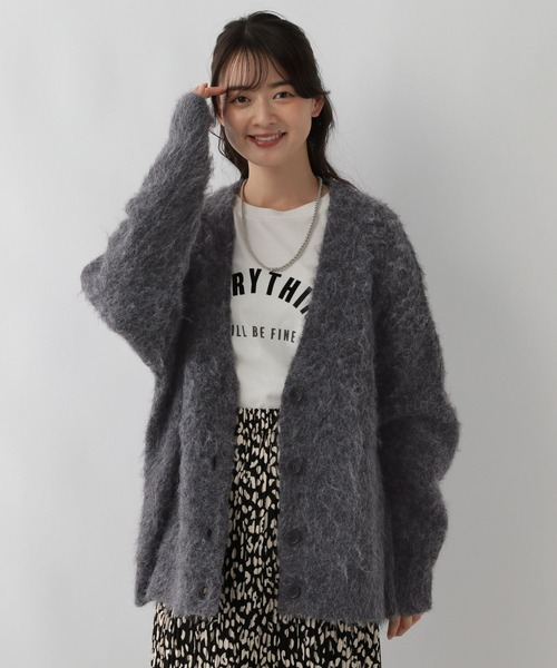 GLOBAL WORK Smile Seed Store（グローバルワーク スマイルシードストア）の「ふわもちシャギーカーディガン/116045（カーディガン/ボレロ・レディース・ブルー/ベージュ/チャコール・MEDIUM/LARGE/X-LARGE/SMALL）」の6枚目の写真