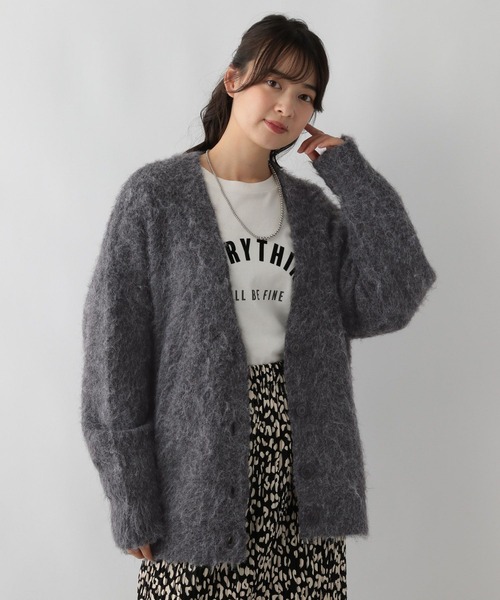 GLOBAL WORK Smile Seed Store（グローバルワーク スマイルシードストア）の「ふわもちシャギーカーディガン/116045（カーディガン/ボレロ・レディース・ブルー/ベージュ/チャコール・MEDIUM/LARGE/X-LARGE/SMALL）」の7枚目の写真