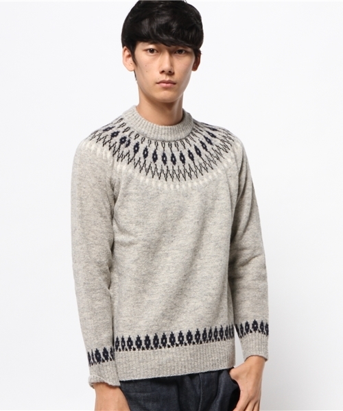 CIAOPANIC（チャオパニック）の「【Ciaopanic】　アイスランドロピKNITP/O（ニット/セーター・メンズ・ブラウン/グレー/オフホワイト・LARGE/MEDIUM）」の2枚目の写真