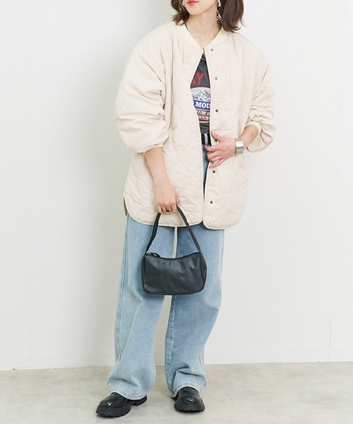 Fizz(フィズ)の「【Fizz/フィズ】 ウェーブキルトフロントボタンジャケット(ノーカラージャケット・レディース・ベージュ/アイボリー/ブラック/カーキ・M)」の12枚目の写真