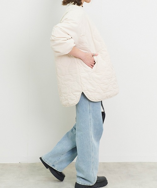 Fizz(フィズ)の「【Fizz/フィズ】 ウェーブキルトフロントボタンジャケット(ノーカラージャケット・レディース・ベージュ/アイボリー/ブラック/カーキ・M)」の13枚目の写真