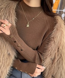 paravion | 袖口ボタンタートルニット(ニット/セーター)