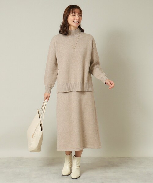 ITS'DEMO（イッツデモ）の「◆【ウエストゴム／手洗い可】ハイネックニットセットアップ（セットアップ・レディース・グレー/ベージュ/ネイビー/ライトブルー・00）」の3枚目の写真