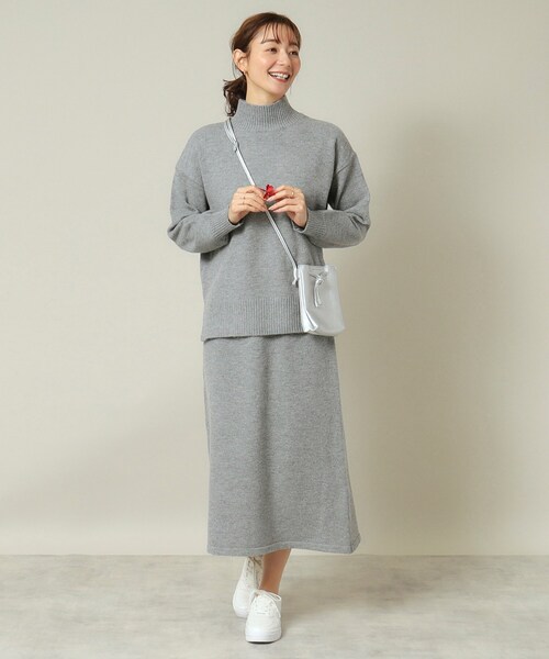 ITS'DEMO（イッツデモ）の「◆【ウエストゴム／手洗い可】ハイネックニットセットアップ（セットアップ・レディース・グレー/ベージュ/ネイビー/ライトブルー・00）」の7枚目の写真
