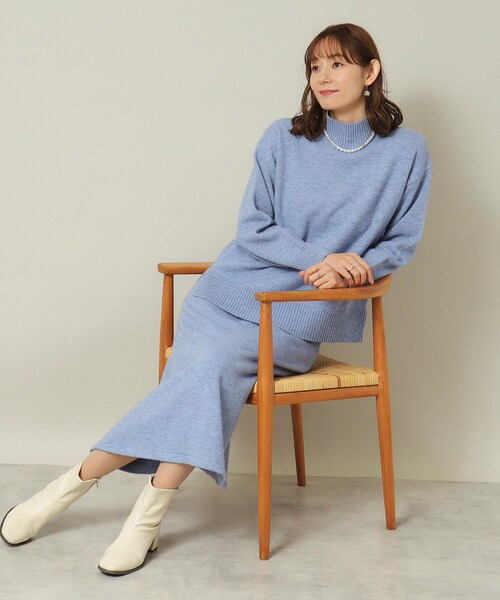 ITS'DEMO（イッツデモ）の「◆【ウエストゴム／手洗い可】ハイネックニットセットアップ（セットアップ・レディース・グレー/ベージュ/ネイビー/ライトブルー・00）」の20枚目の写真