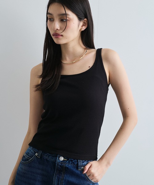 VIS（ビス）の「【洗える】タイニーストラップラメタンクトップ（タンクトップ・レディース・ブラック/クリーム/グレー/オフホワイト・FREE）」の7枚目の写真