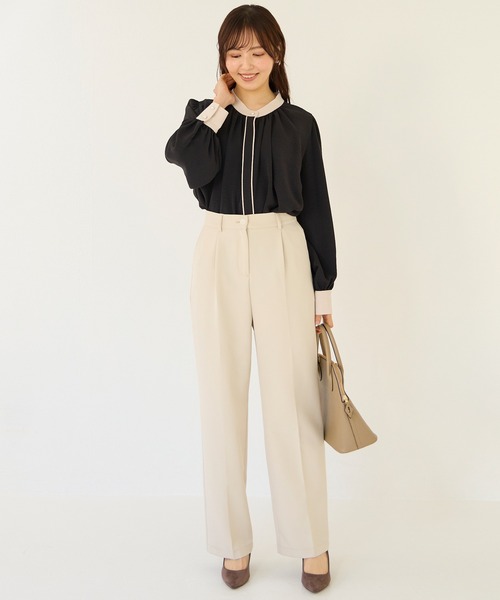 INCEDE(インシード)の「配色バンドカラー 前後2WAYブラウス│上品見え/着回し/オフィスカジュアル//オンオフ兼用(シャツ/ブラウス・レディース・ブラック/オフホワイト/ブルー/ベージュ・M/L/LL)」の19枚目の写真