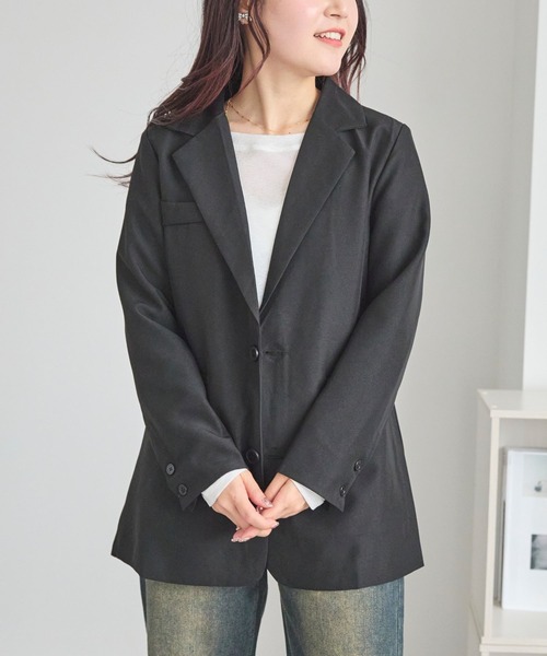 LinoU.（リノユー）の「テーラードシングルジャケット（テーラードジャケット・レディース・ライトブルー/ベージュ/アイボリー/ブラック・L/M/S）」の10枚目の写真