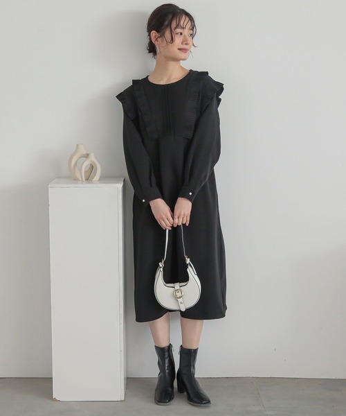 n'OrLABEL(ノアールレーベル)の「プリーツフリルワンピース(ドレス・レディース・ブラック・2/1)」の15枚目の写真