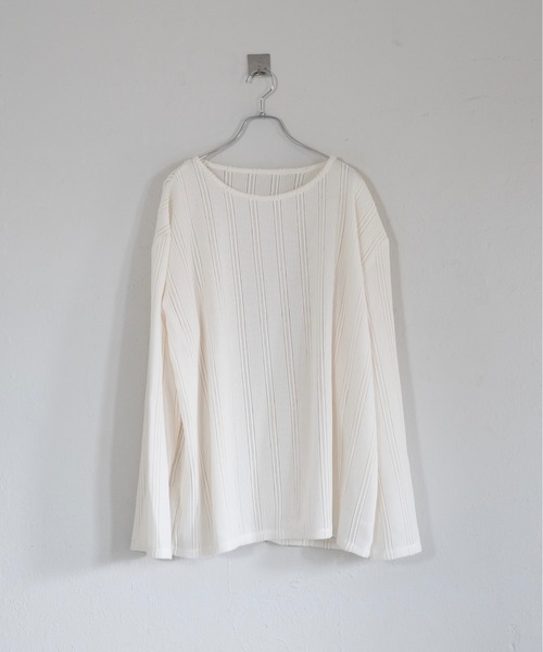 Utusiyo（ウツシヨ）の「jacquard long sleeve 綯（Tシャツ/カットソー・メンズ・アイボリー/ブラック・FREE）」の5枚目の写真