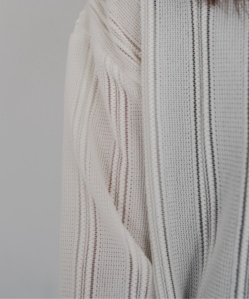 Utusiyo（ウツシヨ）の「jacquard long sleeve 綯（Tシャツ/カットソー・メンズ・アイボリー/ブラック・FREE）」の3枚目の写真