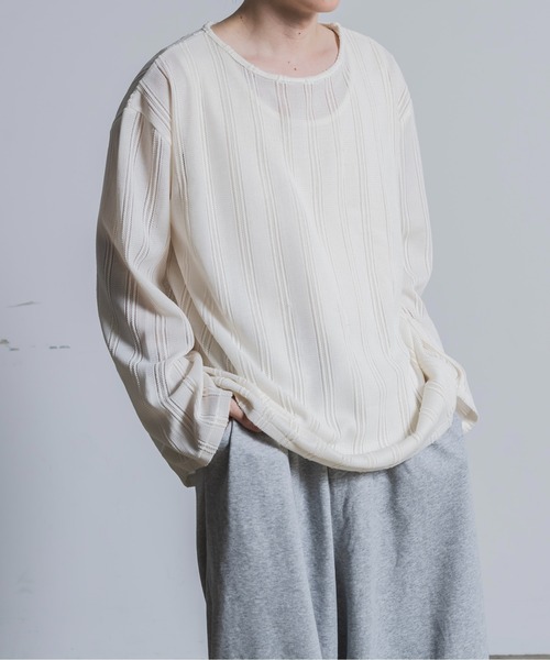 Utusiyo（ウツシヨ）の「jacquard long sleeve 綯（Tシャツ/カットソー・メンズ・アイボリー/ブラック・FREE）」の13枚目の写真