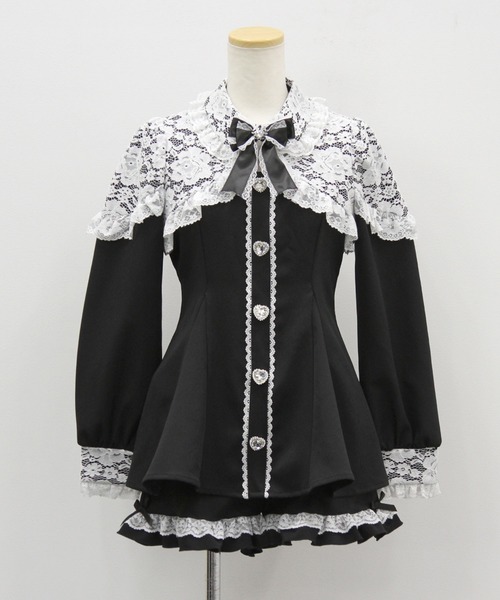 キラキラハートビジューレース重ねフリルセットアップ（セットアップ