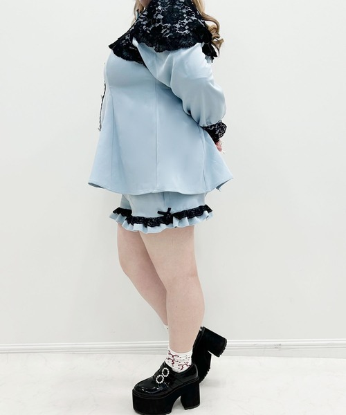 DearMyLoveWhip(ディアマイラブホイップ)の「【大きいサイズ】キラキラハートビジューレース重ねフリルセットアップ(セットアップ・レディース・ボルドー/サックスブルー/ブラック/ベビーピンク・5L/4L/6L)」の18枚目の写真
