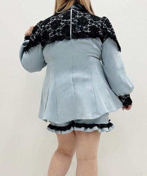 DearMyLoveWhip(ディアマイラブホイップ)の「【大きいサイズ】キラキラハートビジューレース重ねフリルセットアップ(セットアップ・レディース・ボルドー/サックスブルー/ブラック/ベビーピンク・5L/4L/6L)」の21枚目の写真