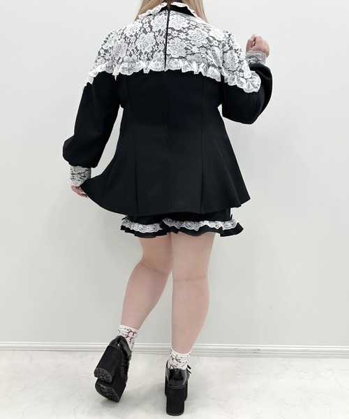 DearMyLoveWhip(ディアマイラブホイップ)の「【大きいサイズ】キラキラハートビジューレース重ねフリルセットアップ(セットアップ・レディース・ボルドー/サックスブルー/ブラック/ベビーピンク・5L/4L/6L)」の15枚目の写真