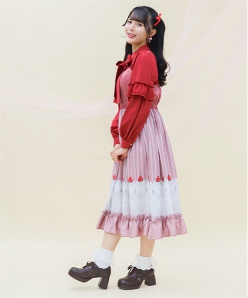 axes femme POETIQUE（アクシーズファムポエティック）の「ガトー・フレーズフリルワンピース（ワンピース・レディース・ピンク/グリーン/キナリ・MEDIUM）」の3枚目の写真