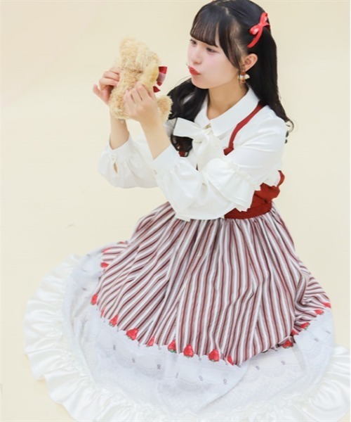 axes femme POETIQUE（アクシーズファムポエティック）の「ガトー・フレーズフリルワンピース（ワンピース・レディース・ピンク/グリーン/キナリ・MEDIUM）」の2枚目の写真