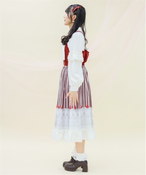 axes femme POETIQUE（アクシーズファムポエティック）の「ガトー・フレーズフリルワンピース（ワンピース・レディース・ピンク/グリーン/キナリ・MEDIUM）」の7枚目の写真