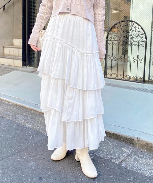 INGNI（イング）の「ランダムティアードスカート（スカート・レディース・ブラック/オフホワイト/ブルー系・FREE）」の4枚目の写真