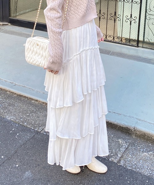 INGNI（イング）の「ランダムティアードスカート（スカート・レディース・ブラック/オフホワイト/ブルー系・FREE）」の6枚目の写真