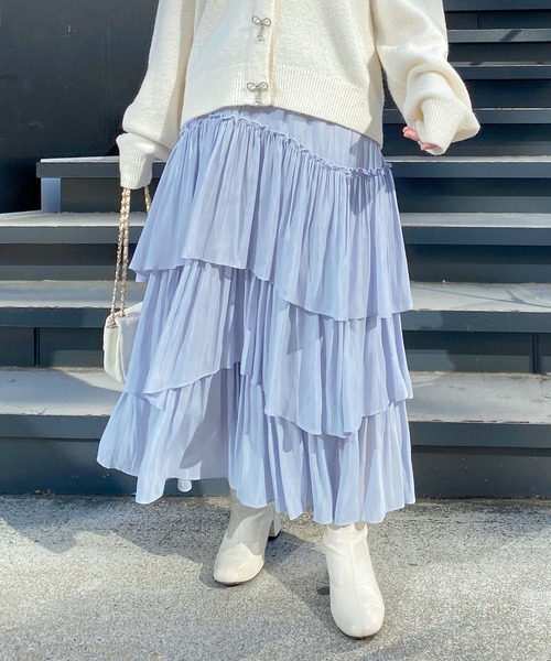 INGNI（イング）の「ランダムティアードスカート（スカート・レディース・ブラック/オフホワイト/ブルー系・FREE）」の16枚目の写真