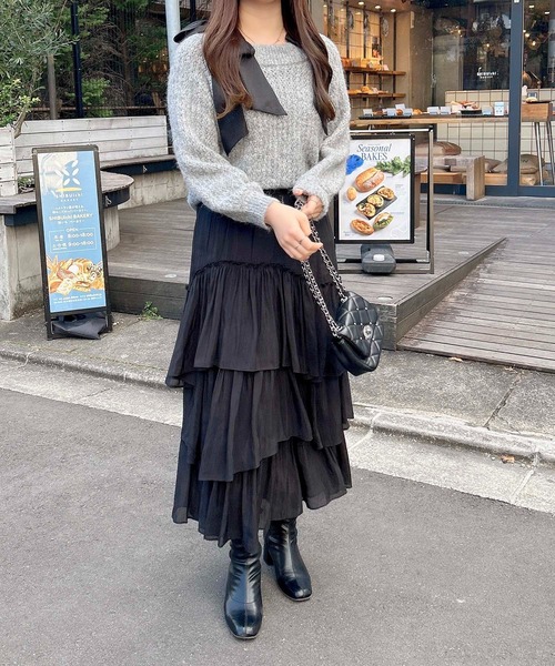 INGNI（イング）の「ランダムティアードスカート（スカート・レディース・ブラック/オフホワイト/ブルー系・FREE）」の15枚目の写真