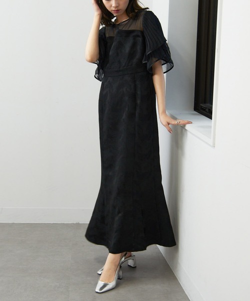 MAISON BREEZE（メゾンブリーズ）の「【MAISON BREEZE】プリーツフレアースリーブワンピース 結婚式 二次会 パーティー フォーマル オケージョン trc（ワンピース・レディース・ブラック/グレー・FREE）」の5枚目の写真