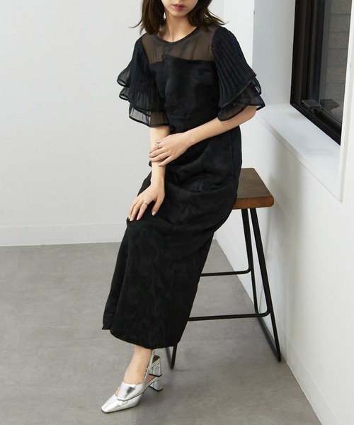 MAISON BREEZE（メゾンブリーズ）の「【MAISON BREEZE】プリーツフレアースリーブワンピース 結婚式 二次会 パーティー フォーマル オケージョン trc（ワンピース・レディース・ブラック/グレー・FREE）」の3枚目の写真