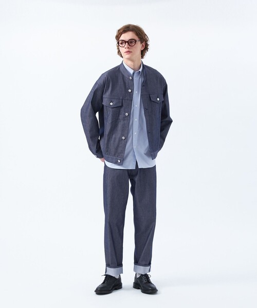 MACKINTOSH PHILOSOPHY（ﾏｯｷﾝﾄｯｼｭ ﾌｨﾛｿﾌｨｰ）の「ナイロンチノ/ポリエステルデニム スタンドカラージャケット（ブルゾン・メンズ・ベージュ系その他2/ネイビー・38/40/42）」の3枚目の写真