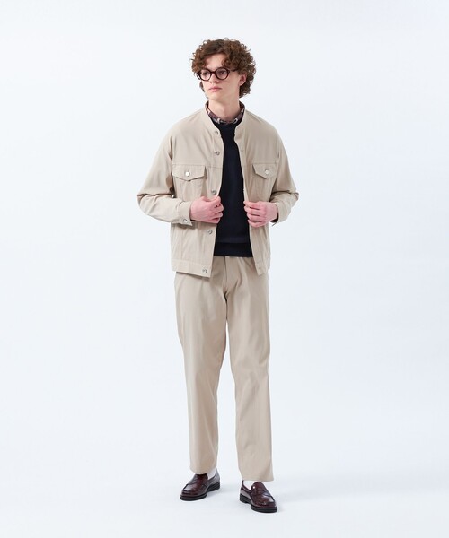 MACKINTOSH PHILOSOPHY（ﾏｯｷﾝﾄｯｼｭ ﾌｨﾛｿﾌｨｰ）の「ナイロンチノ/ポリエステルデニム スタンドカラージャケット（ブルゾン・メンズ・ベージュ系その他2/ネイビー・38/40/42）」の4枚目の写真