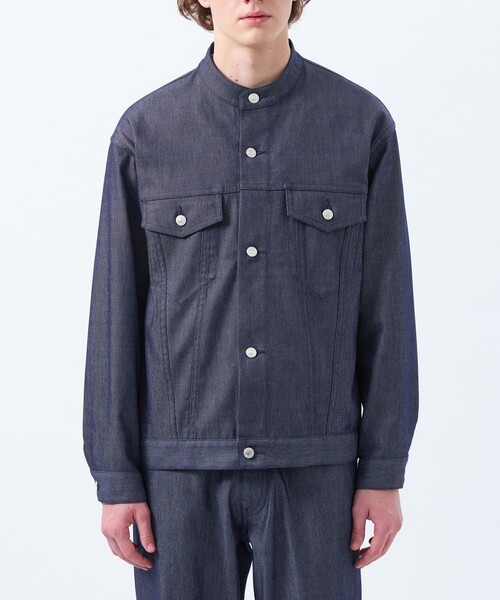 MACKINTOSH PHILOSOPHY（ﾏｯｷﾝﾄｯｼｭ ﾌｨﾛｿﾌｨｰ）の「ナイロンチノ/ポリエステルデニム スタンドカラージャケット（ブルゾン・メンズ・ベージュ系その他2/ネイビー・38/40/42）」の5枚目の写真