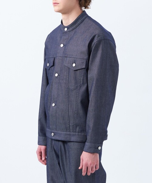 MACKINTOSH PHILOSOPHY（ﾏｯｷﾝﾄｯｼｭ ﾌｨﾛｿﾌｨｰ）の「ナイロンチノ/ポリエステルデニム スタンドカラージャケット（ブルゾン・メンズ・ベージュ系その他2/ネイビー・38/40/42）」の6枚目の写真