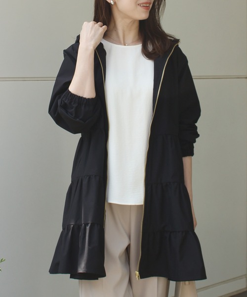 INCEDE（インシード）の「フード付きティアードコート（その他アウター・レディース・ベージュ/オフホワイト/ブラック・M/L/LL）」の12枚目の写真